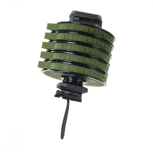 LINK™ Tippet Tower showing vertical magnetic stack holding up to five tippet spools mounted on a LINK™ Base Station.