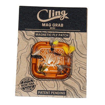 Mag Grab Magnetic Fly Patch holding multiple fishing flies securely with a strong magnetic surface.  1.5" x 1.5"