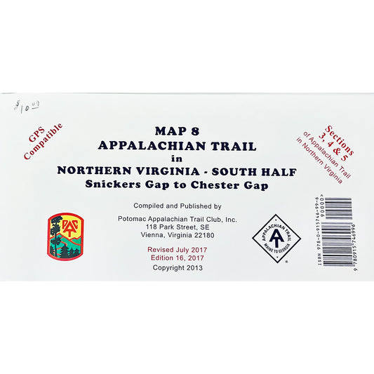 Appalachian Trail Map 8 Northern Virginia South Half Snickers Gap to Chester Gap