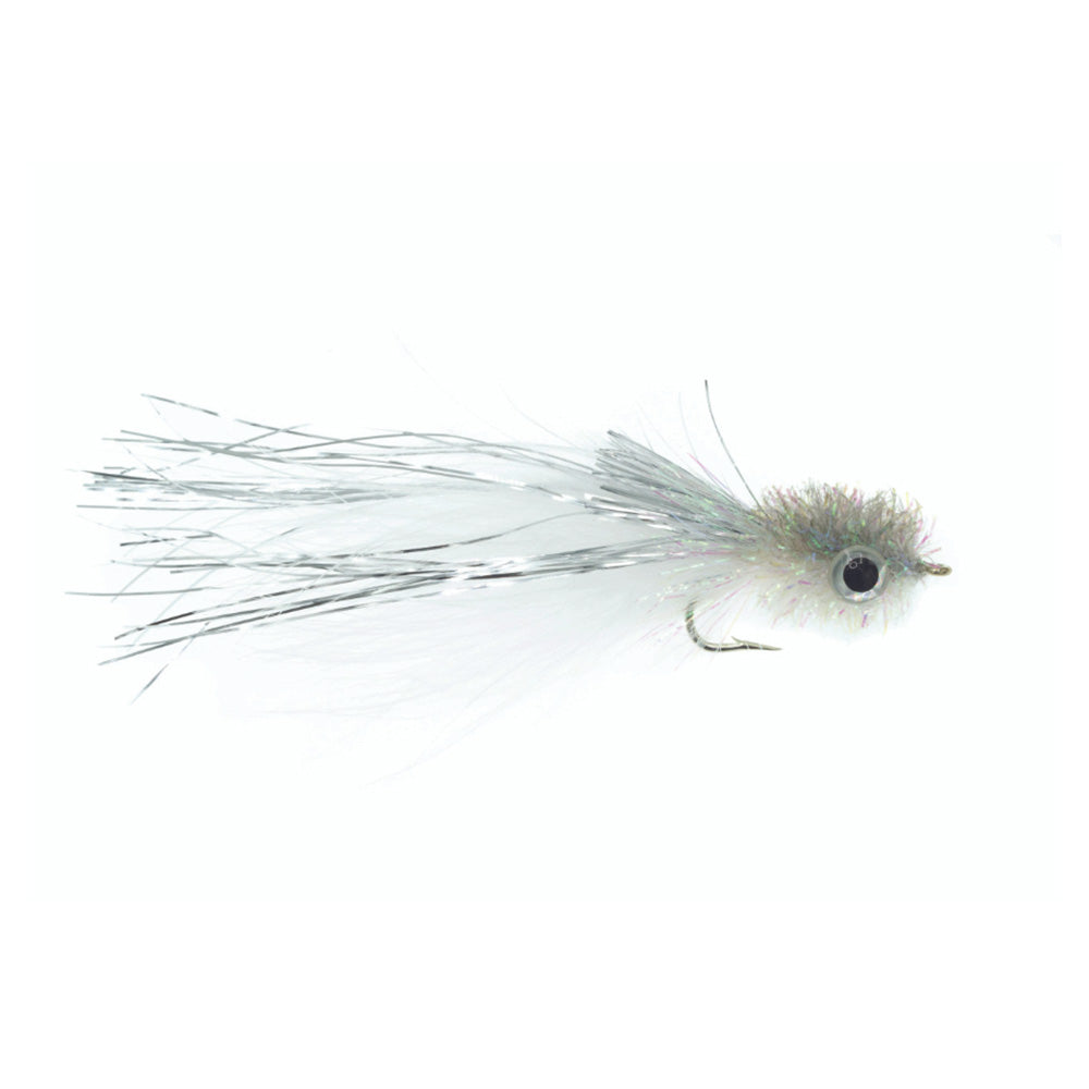 Marabou Murdich Minnow streamer in Grey-White for smallmouth bass fishing