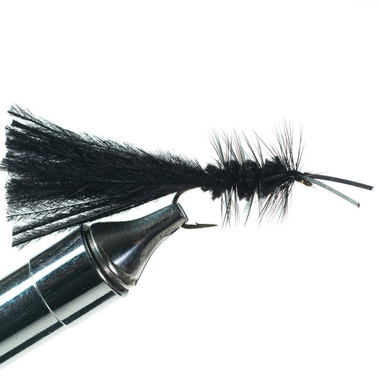 Original Murray's Regular Hellgrammite fly for smallmouth bass and trout—unweighted version for natural swimming action.