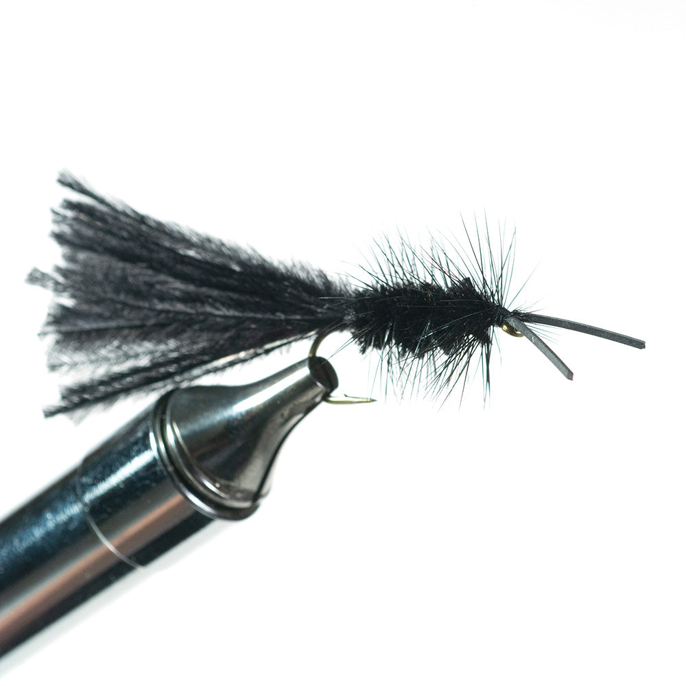Original Murray's Regular Hellgrammite fly for smallmouth bass and trout—unweighted version for natural swimming action.