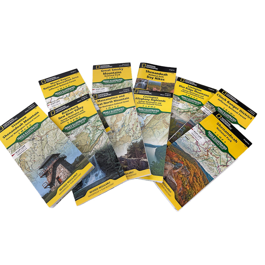 National Geographic maps on display that cover Virginia and parts of West Virginia