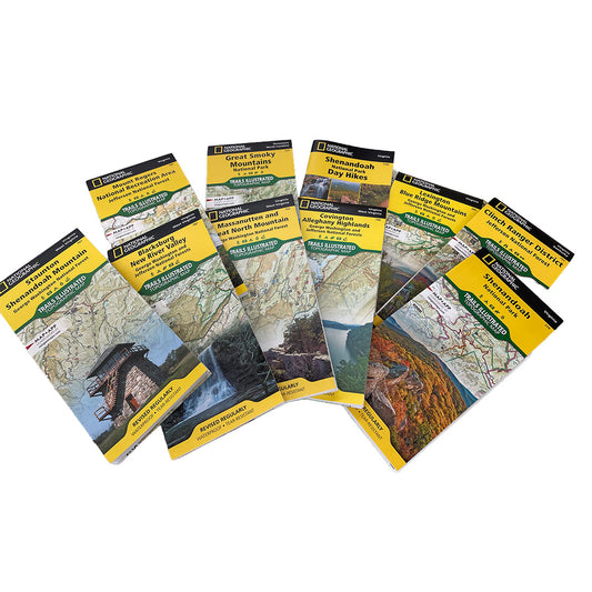 National Geographic maps on display that cover Virginia and parts of West Virginia