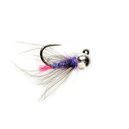 Olsen's Blowtorch nymph in purple shown on a white background