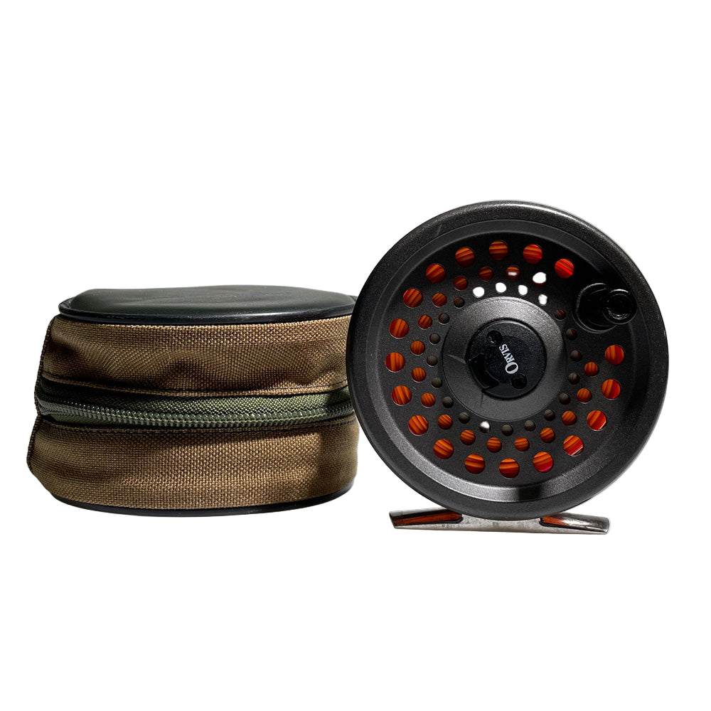 Orvis Clearwater 5/6 Fly Fishing reel with a carrying case on a light gray background