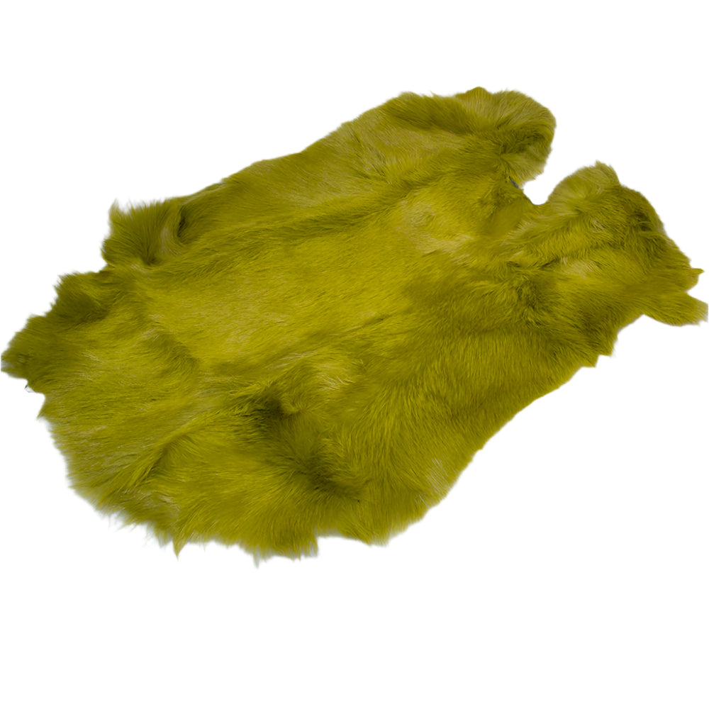 Whole Tanned Rabbit Skin in olive