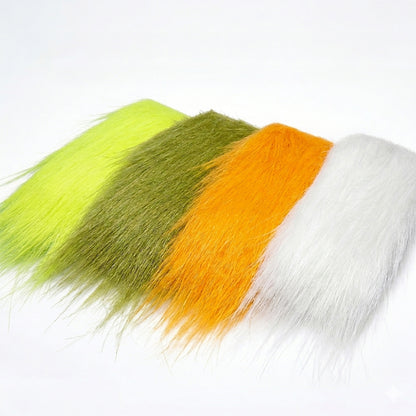 Rainys Craft Fur Synthetic Fly Tying Hair like material shown on a white background in several colors