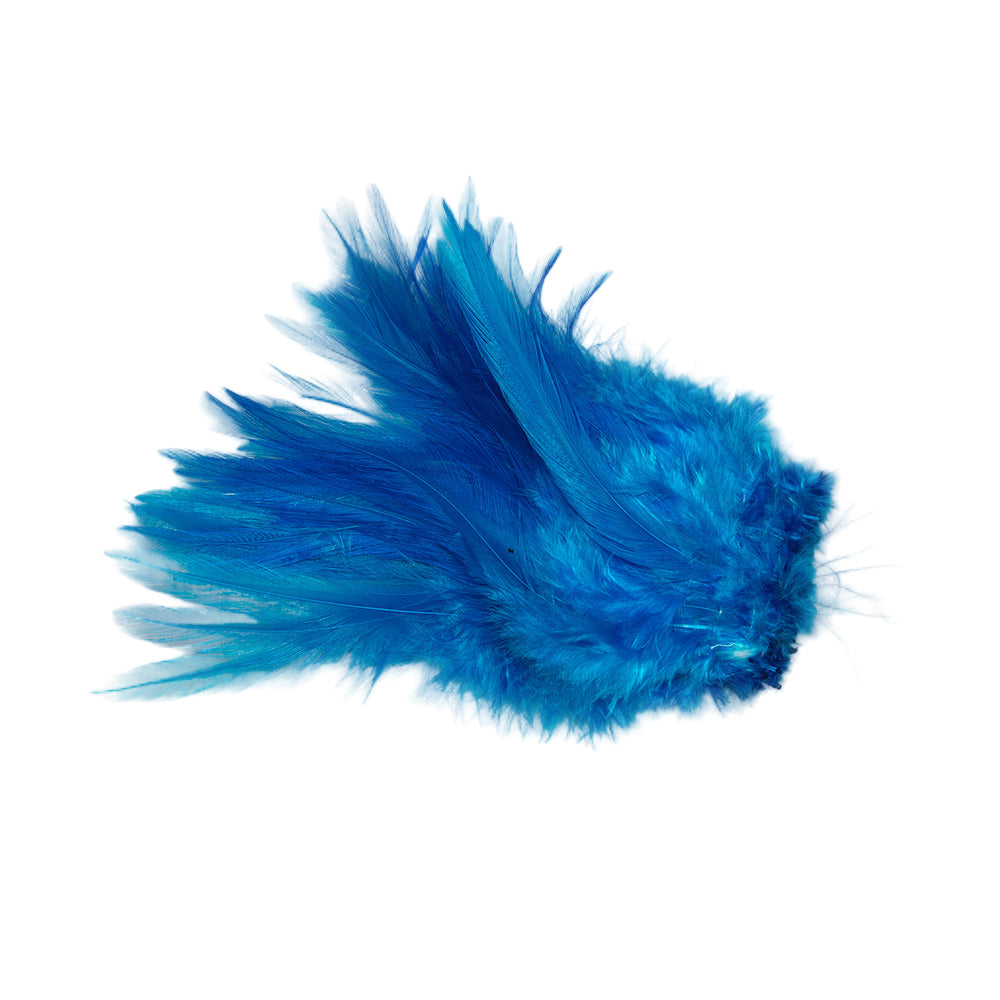 Saddle Hackle Peacock Blue and White