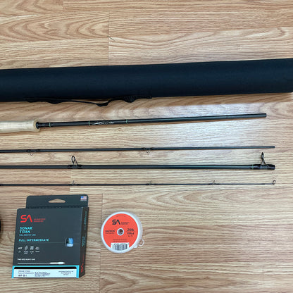 Closeup of the Stripping Guides on the Scott Session 8-weight fly rod outfit with Orvis Battenkill Disc IV reel for saltwater and bass.