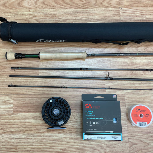 Closeup of the Orvis Battenkill Disk Reel and cork grip on the Scott Fly Rod Session 908/4
