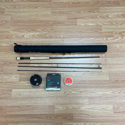 Scott Session 8-weight fly rod outfit with Orvis Battenkill Disc IV reel for saltwater and bass.