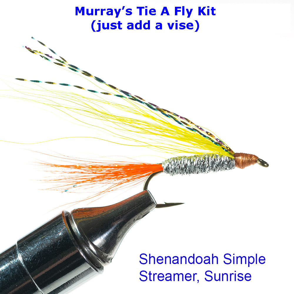 Shenandoah Simple Streamer, Sunrise color fly tying kit for stocked trout streams