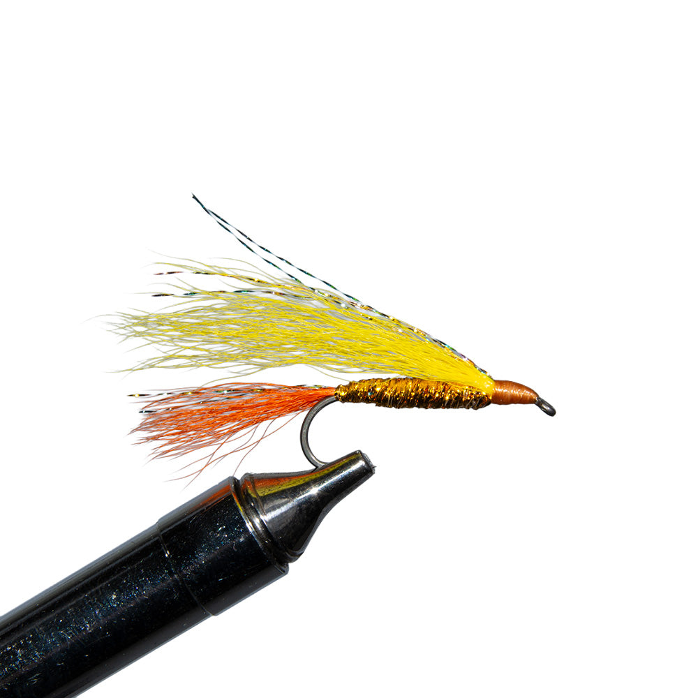 Shenandoah Streamer in sunrise color which is great for low water levels for smallmouth bass