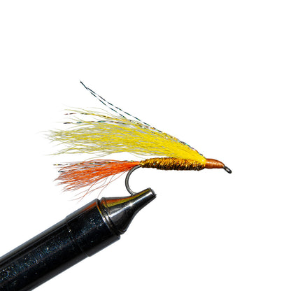 Shenandoah Streamer in sunrise color which is great for low water levels for smallmouth bass