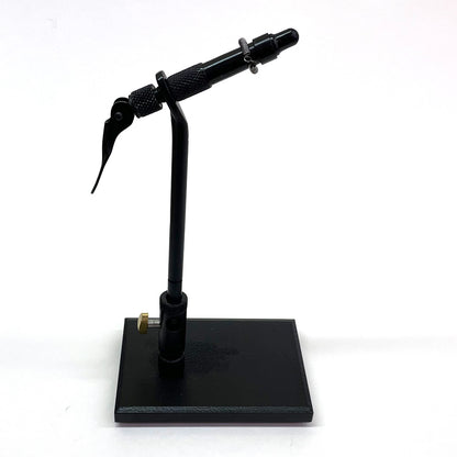 Super AA Pedestal Base Vise assembled, showing matte black finish, adjustable jaw, and flat pedestal base