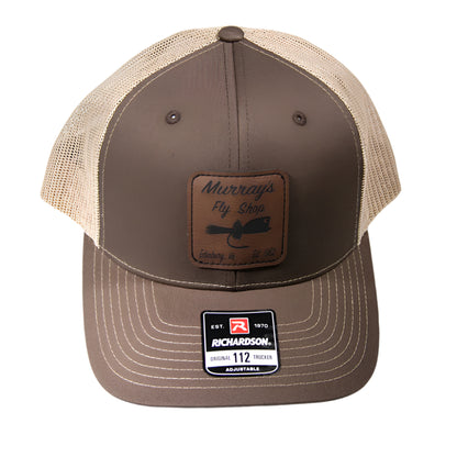 Richardson 112 Cap with Leather Murray's Fly Shop Hat and popping bug logo