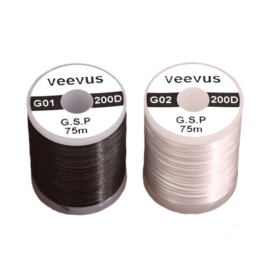 Veevus GSP Thread for fly tying shown on a white background