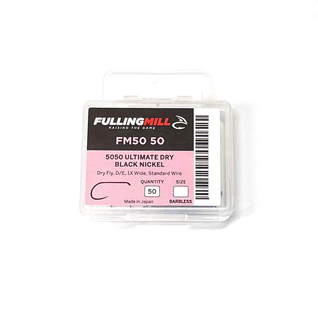 Fulling Mill Ultimate Dry Fly Black Nickel Barbless Hook Size 14