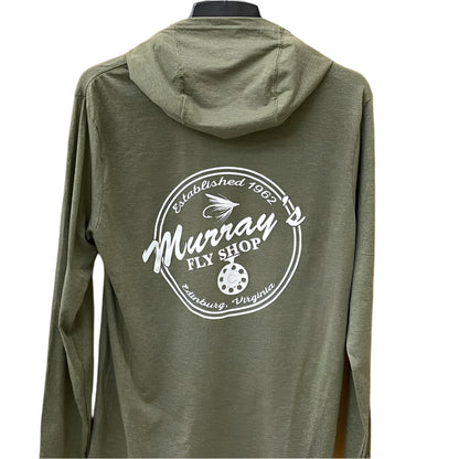 Murray's Fly Shop Hooded Long Sleeve T-Shirt in military green frost
