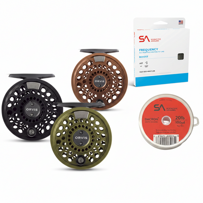 Orvis Battenkill Disc Fly Reel Combo in Black, Copper, and Olive with Scientific Anglers Frequency Boost Fly Line and 20lb Dacron Backing