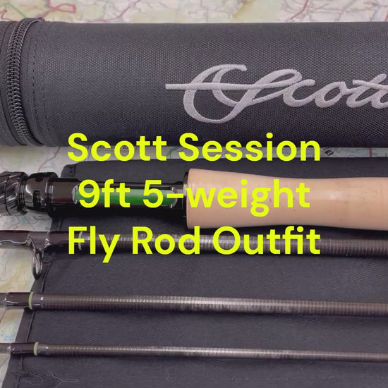video showing the Scott Session 9ft 5-weight 4pc fly rod and reel outfit recommended for western trout streams