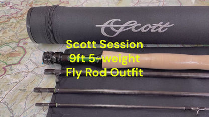 video showing the Scott Session 9ft 5-weight 4pc fly rod and reel outfit recommended for western trout streams