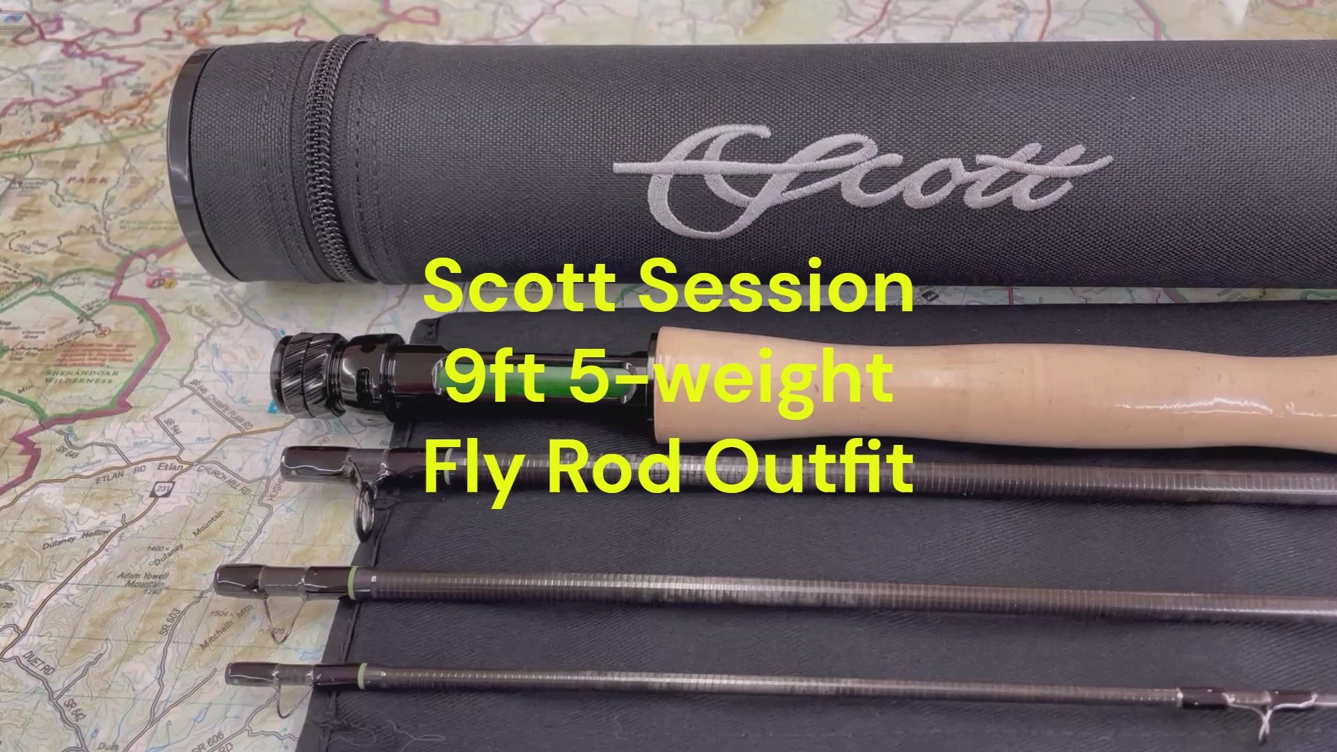 video showing the Scott Session 9ft 5-weight 4pc fly rod and reel outfit recommended for western trout streams