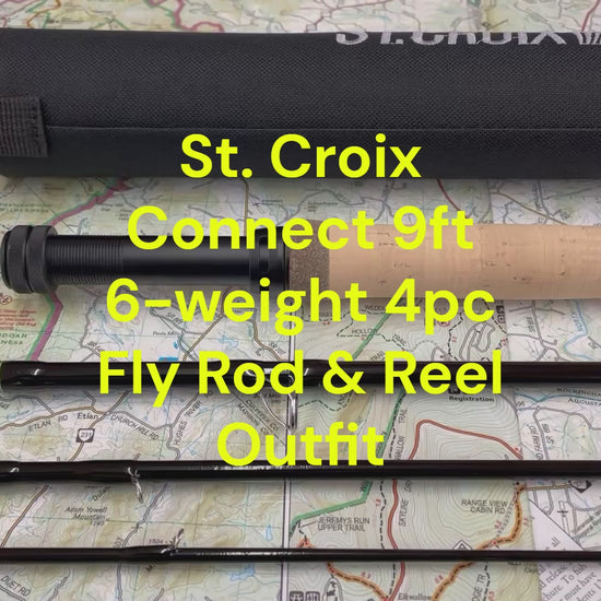 St. Croix Connect 9ft 6-weight 4pc fly rod and reel outfit with Orvis Clearwater reel, Scientific Angler Fly line and backing.  Great fly rod outfit for larger trout streams and smallmouth bass rivers.