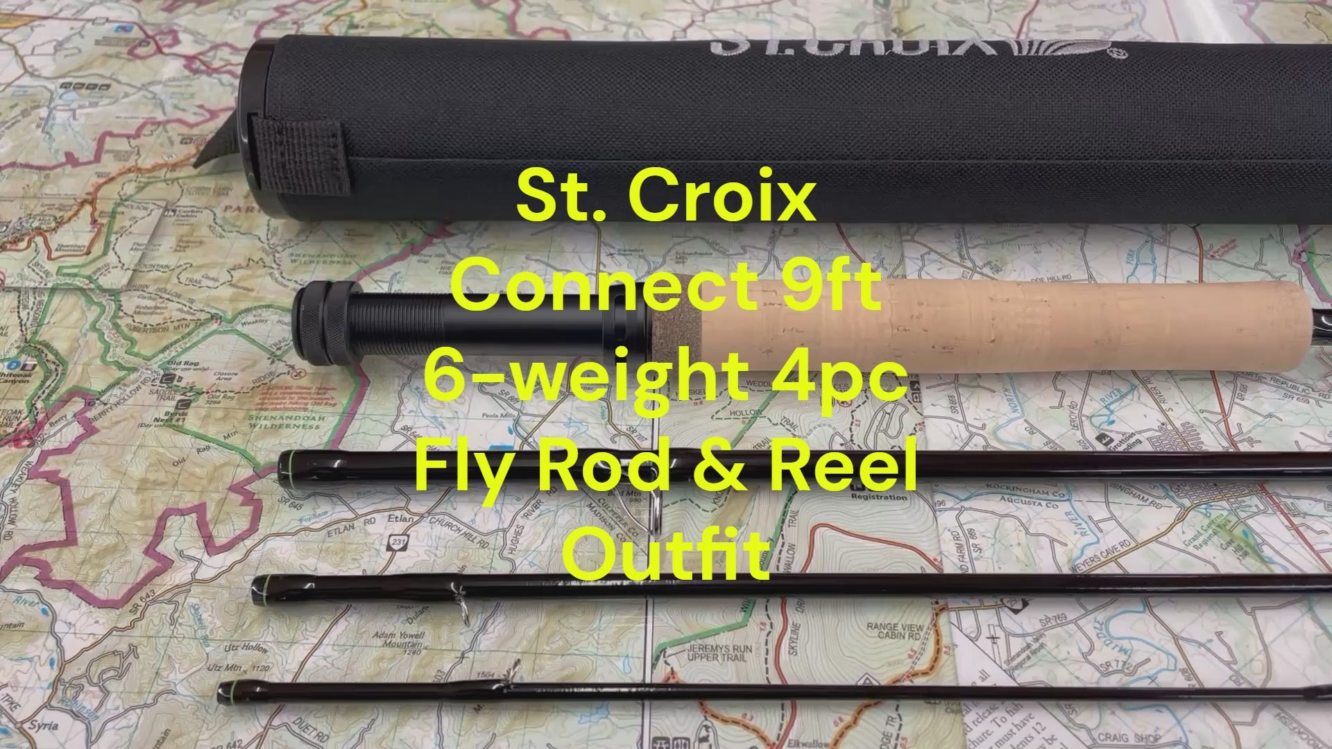 St. Croix Connect 9ft 6-weight 4pc fly rod and reel outfit with Orvis Clearwater reel, Scientific Angler Fly line and backing.  Great fly rod outfit for larger trout streams and smallmouth bass rivers.