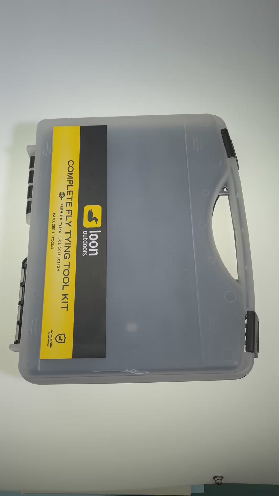 video of Loon Complete Fly  Tying Tool Kit showing the carrying case and all fly tying tools included