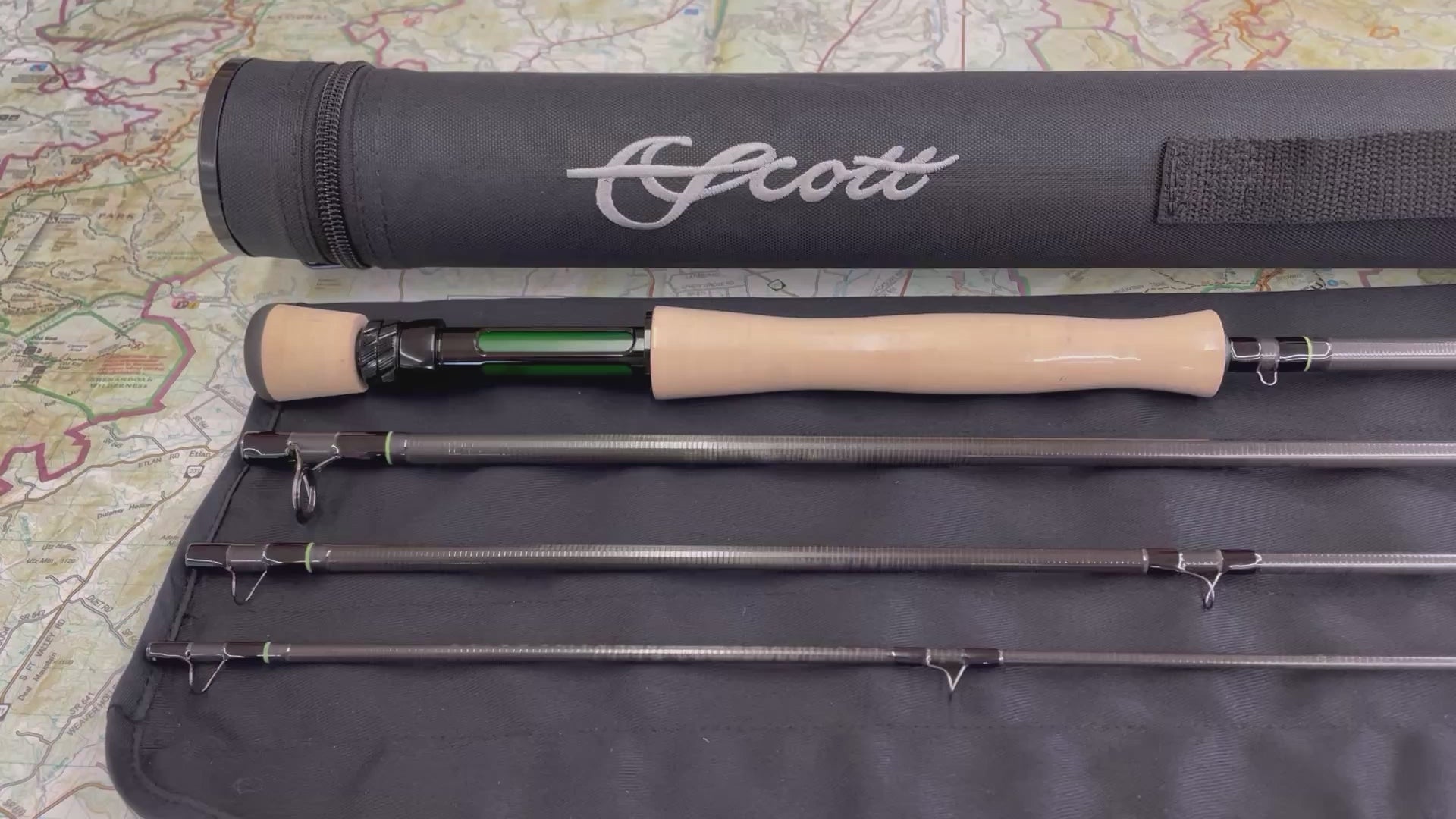 close up video of the Scott Session 9ft 7-weight fly rod which is excellent for smallmouth and largemouth bass 