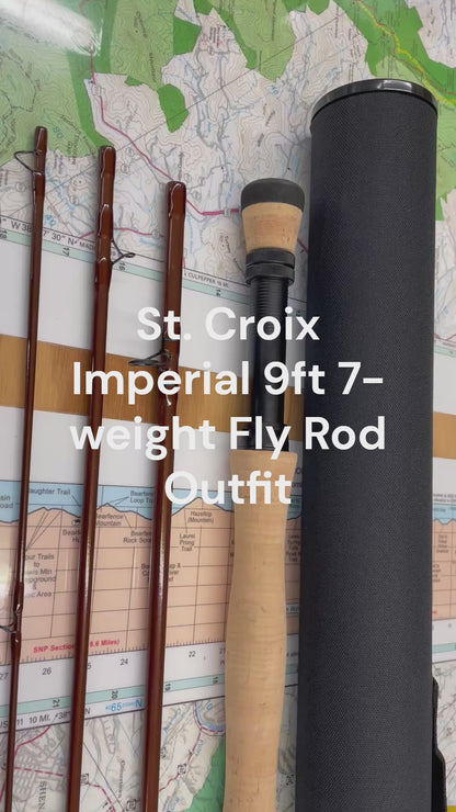 video of St. Croix 9ft -weight fly rod and reel outfit with Orvis Clearwater Reel, Scientific Angler fly line and backing. Great mid-price range complete rod and reel outfit for beginners.