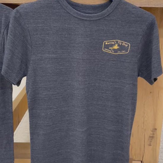 video of the front and back view of Murray's Brook Trout Design Fly Fishing  T-shirt