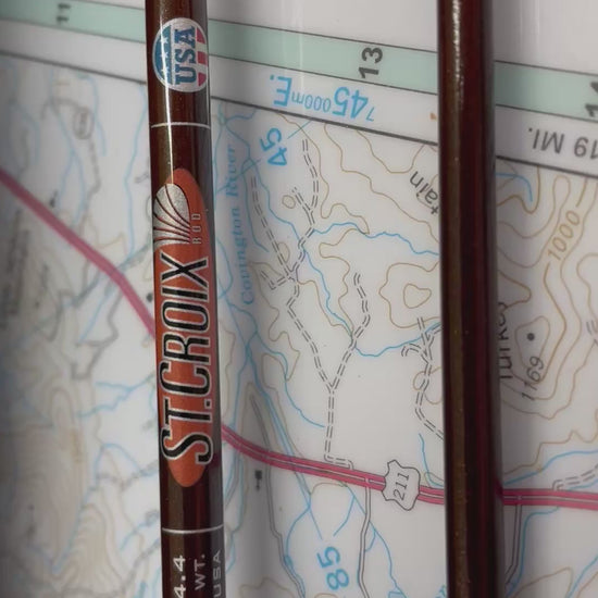video showing the Handcrafted USA St. Croix Imperial fly rod with SCIV carbon blank and premium cork handle.