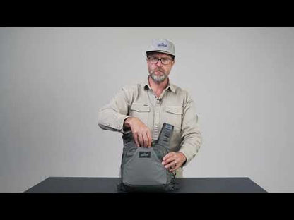 LINK HatchPad magnetic fly holder mounted on fly fishing pack showing quick-access fly storage