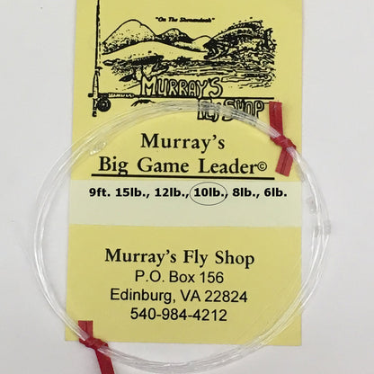 Murray's Big Game Tapered Leader for Bass and Saltwater Fly Fishing. 9ft 10lb.
