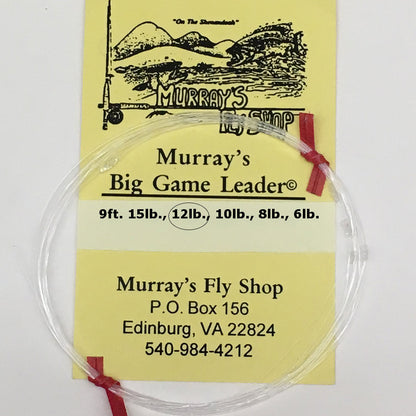 Murray's Big Game Tapered Leader for Bass and Saltwater Fly Fishing  9ft 12lb.