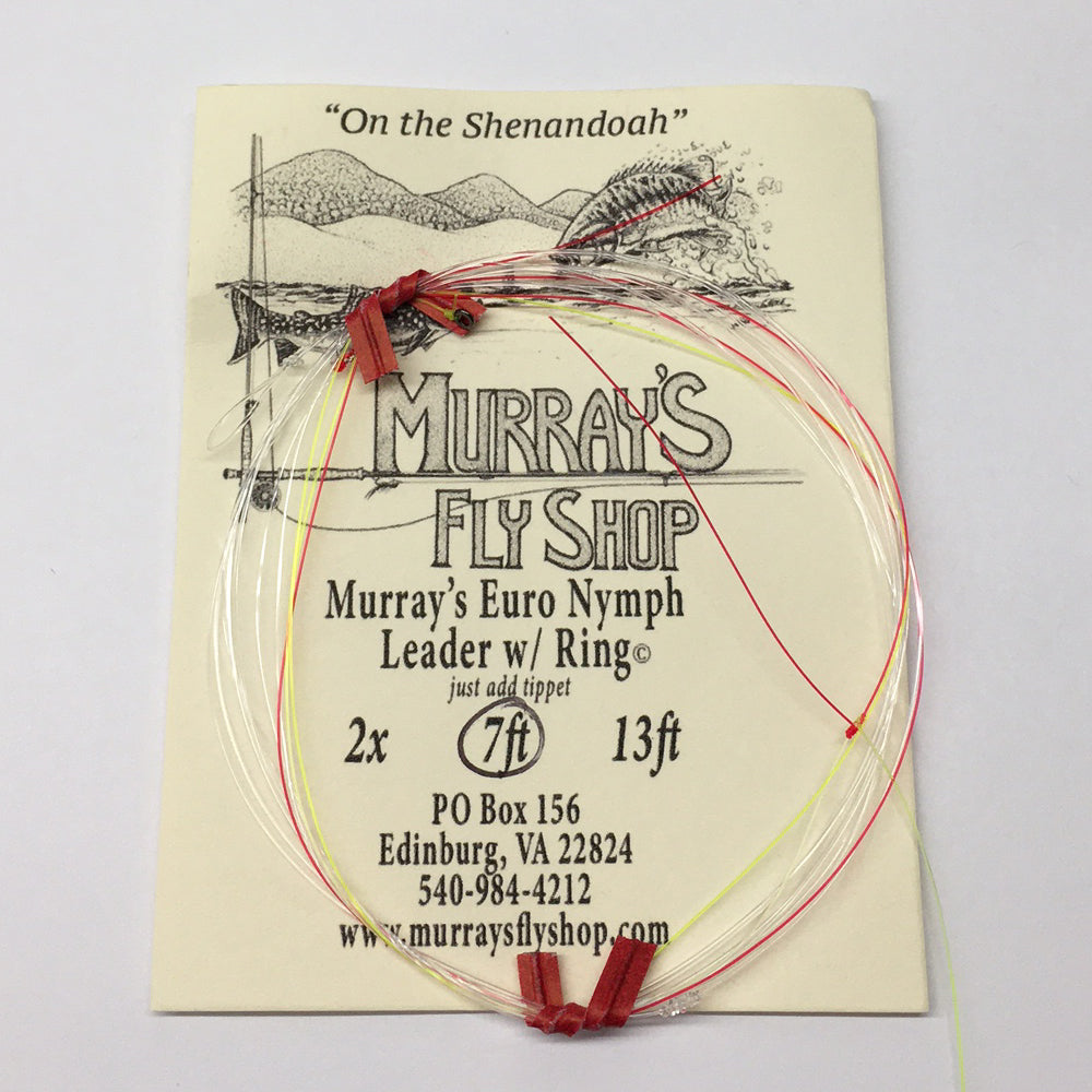 Pictured is a Murray's Euro Nymph Leader with tippet ring for fly fishing