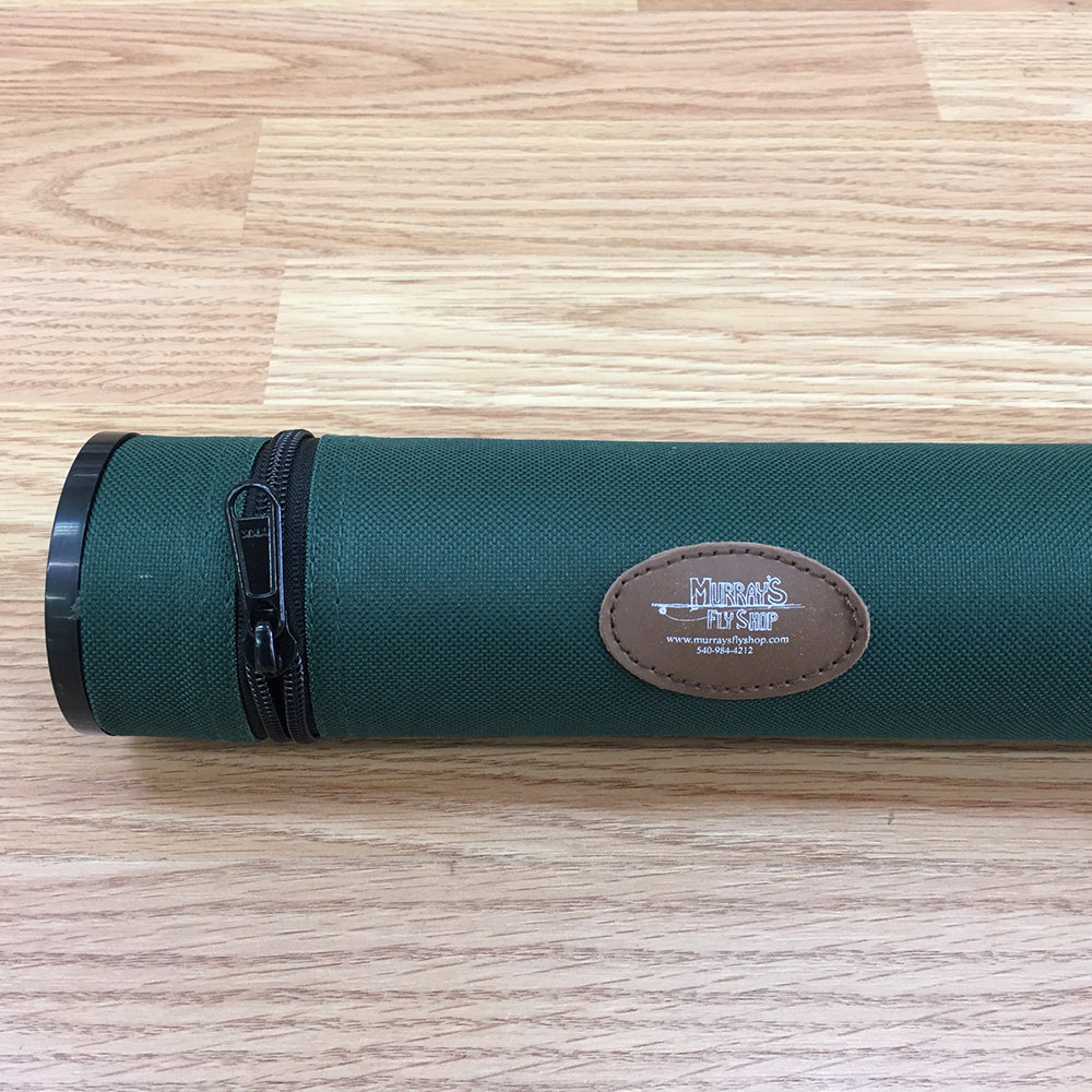 Fishing rod case with nylon covering and attached zippered lid