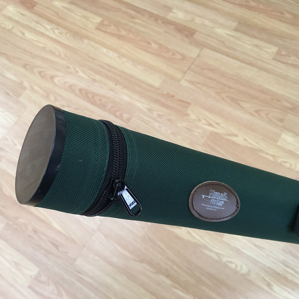Fishing rod tube with nylon outside and attached lid providing protection from accidental damage to your rod 