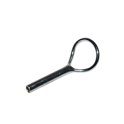 Shown is a chrome tip top for a fly fishing rod 