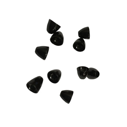 "Tungsten conehead fly tying beads in black, available in medium and large sizes for streamer patterns"