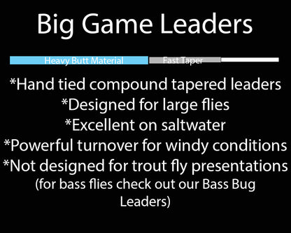 Murray's Big Game Leader, Fly fishing leader, saltwater fishing leader, bonefish leader, tarpon leader, salmon leader - Murray's Big Game Tapered Leader for Bass and Saltwater Fly Fishing