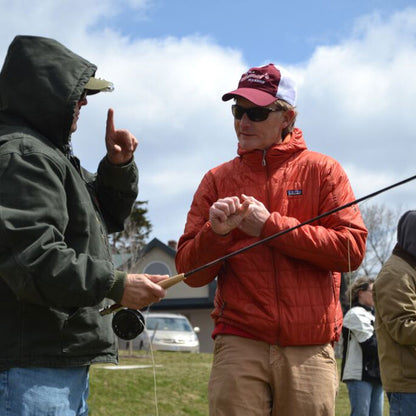 Student in Murray's Fly Casting 101 Class learning how to do a roll cast