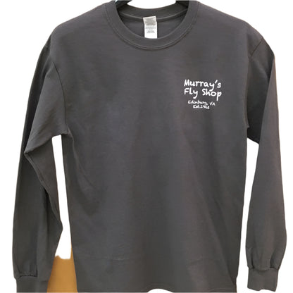 Murray's Fly Shop Long Sleeve T-Shirt in charcoal color