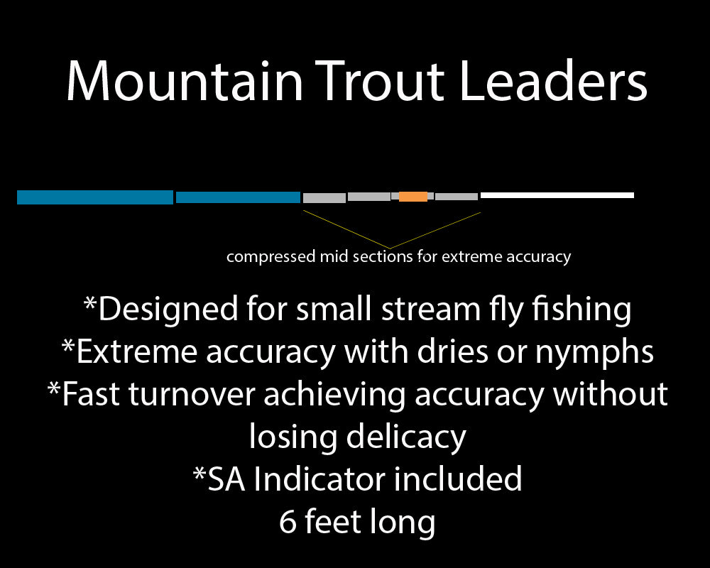 Mountain trout leaders, trout fly fishing leaders, small stream leader, trout fishing leaders