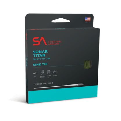 Scientific Anglers sonar titan sink tip fly line box shown on a white background 